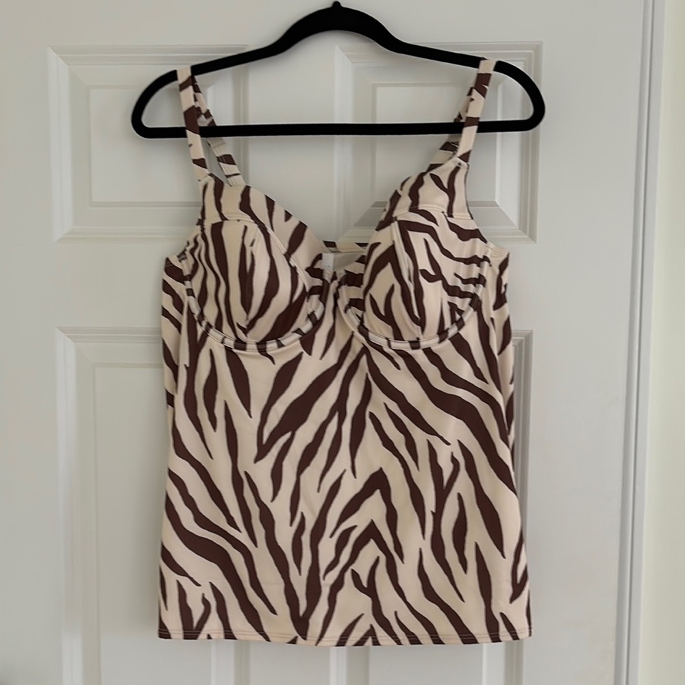 Lane Bryant Brown and Cream Bustier Camisole Swim Top